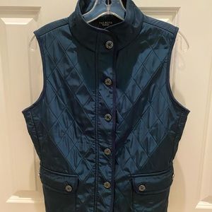 Talbots Women’s Vest Jacket Dark teal Sz Small Fleece Lined Button Up. EUC!